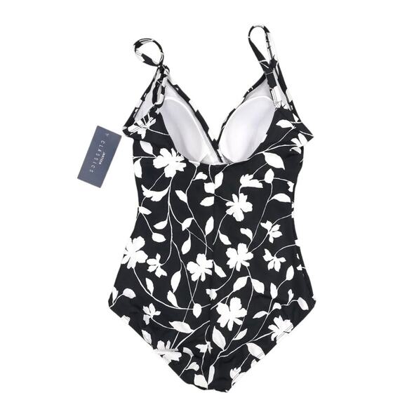 Jantzen Classic Floral One Piece Swimsuit Black White - Picture 3 of 7